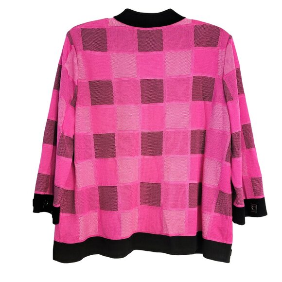 Ming Wang Plaid Grommet Open Cardigan Jacket - Picture 3 of 7